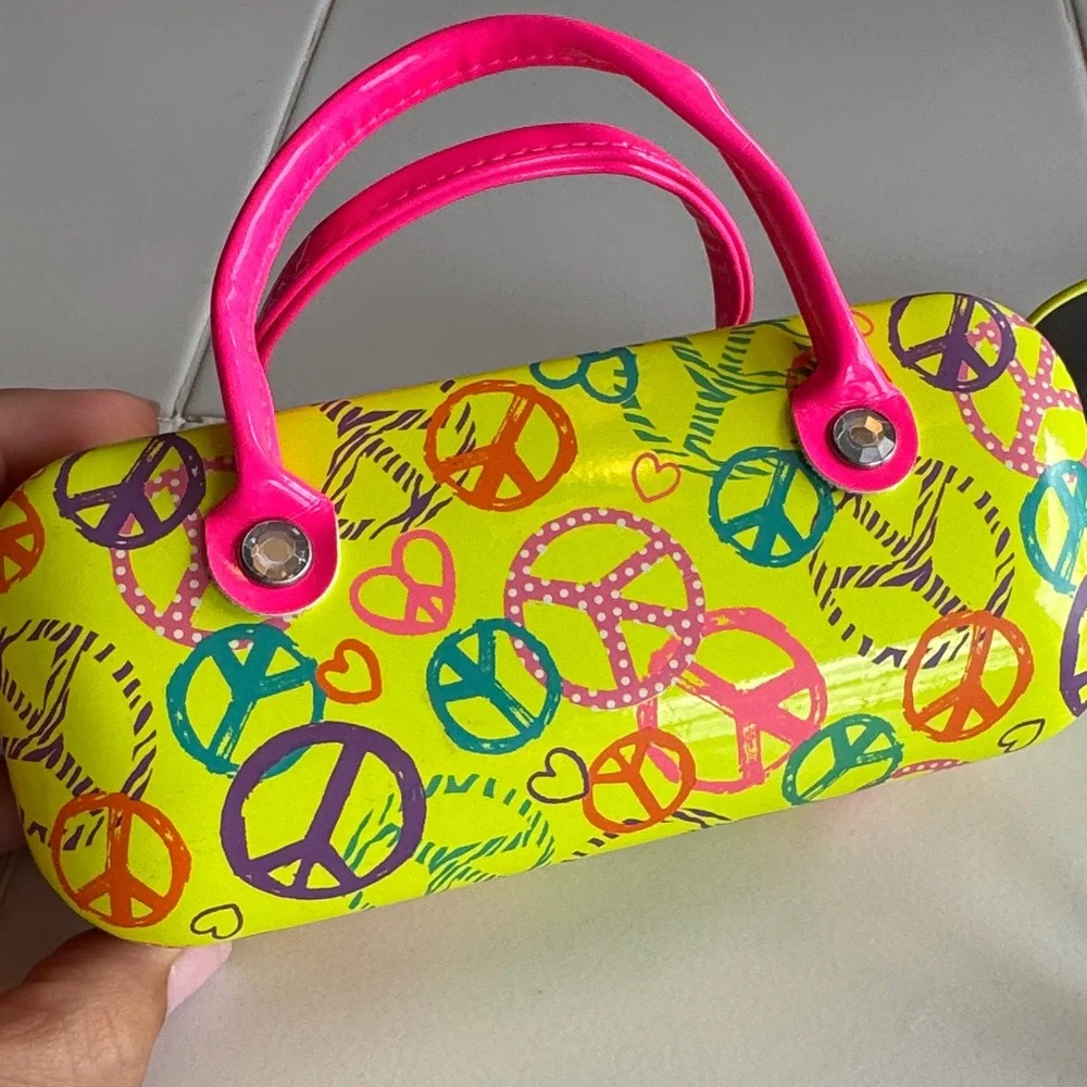 Justice Kids Sunglasses with Neon Pink and Yellow Case